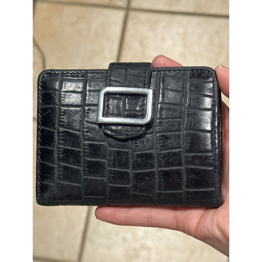 Identity Stronghold RFID Blocking Wallet - Black Croc Embossed Leather